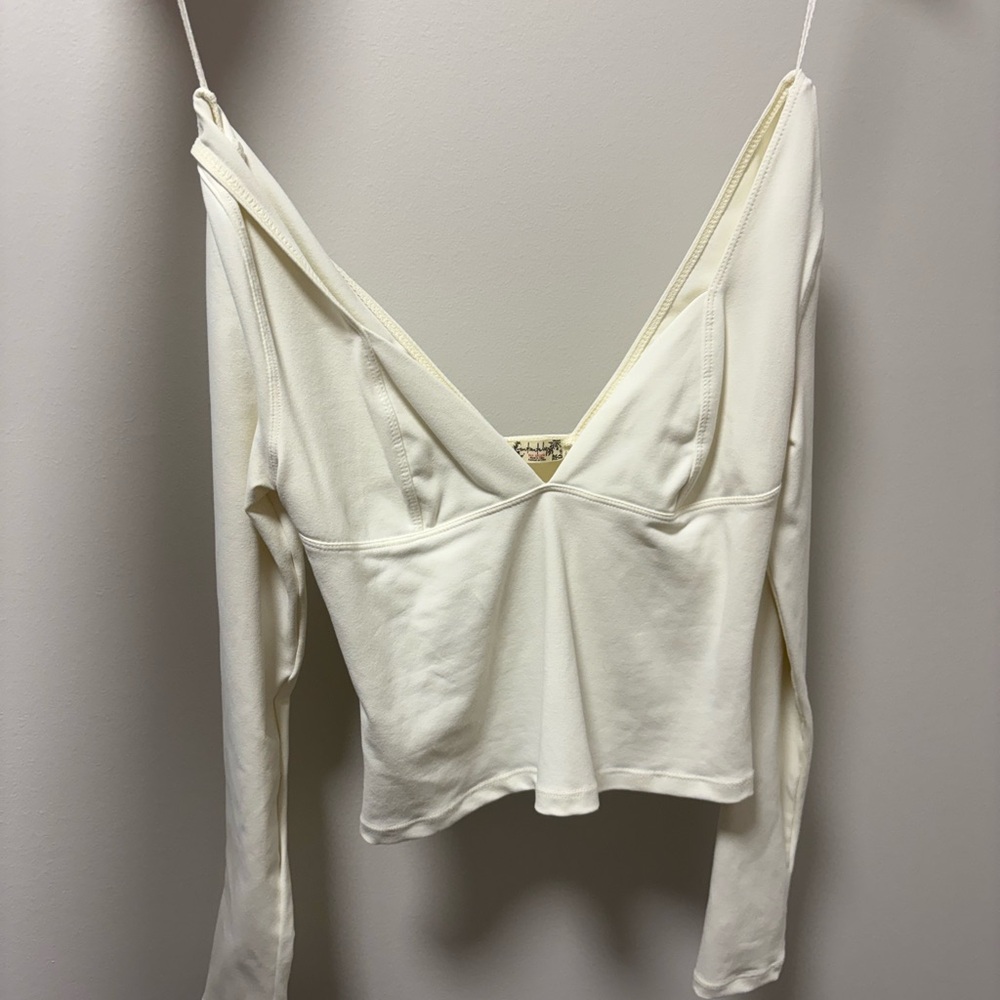 Free People Cream Long Sleeve Top